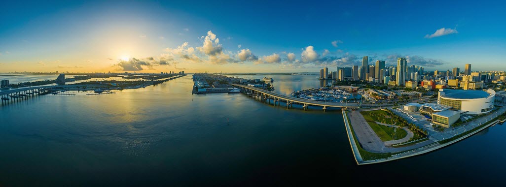 Panorama of a city waterfront