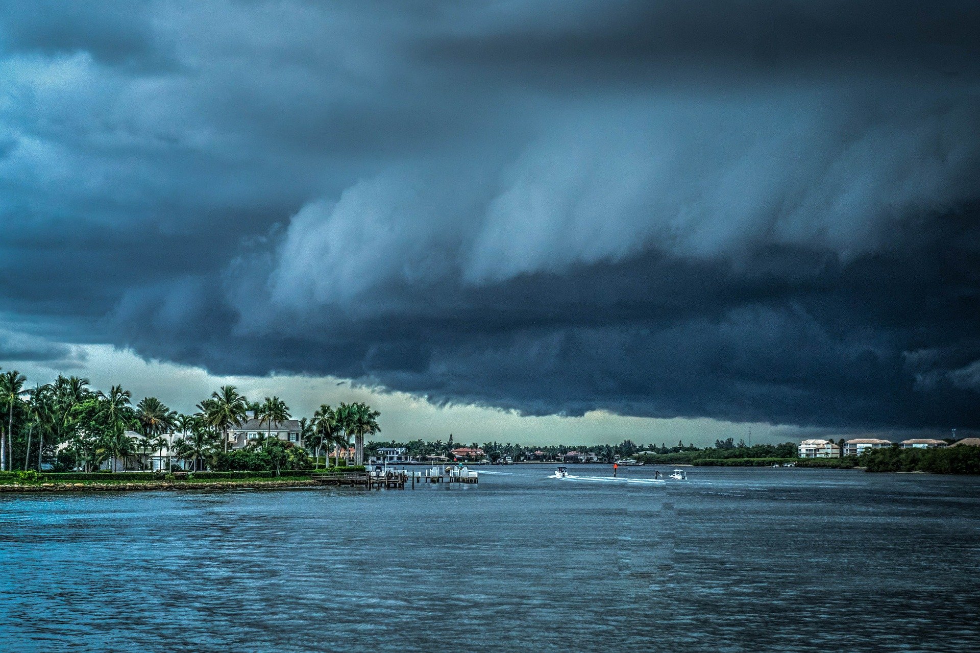 Storm clouds moving over land